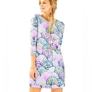 Lilly Pulitzer Linden Serene Blue Oh Shello Pima Cotton T-Shirt Dress Medium